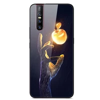 for vivo v15 pro phone case tempered glass case back cover with black silicone bumper series 3