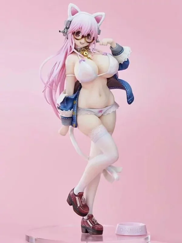 Японские фигурки аниме Nitro Super Sonic Sonico White Cat Ver. Экшн из ПВХ модели игрушек