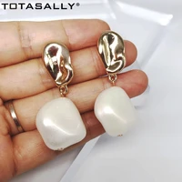 totasally baroque geo dangle earrings fashion irregular imitation pearl drop earrings womens stylish gift jewelry accessories