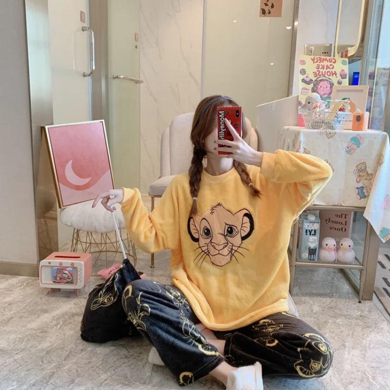 Осенне-зимние теплые плотные фланелевые женские пижамные комплекты с