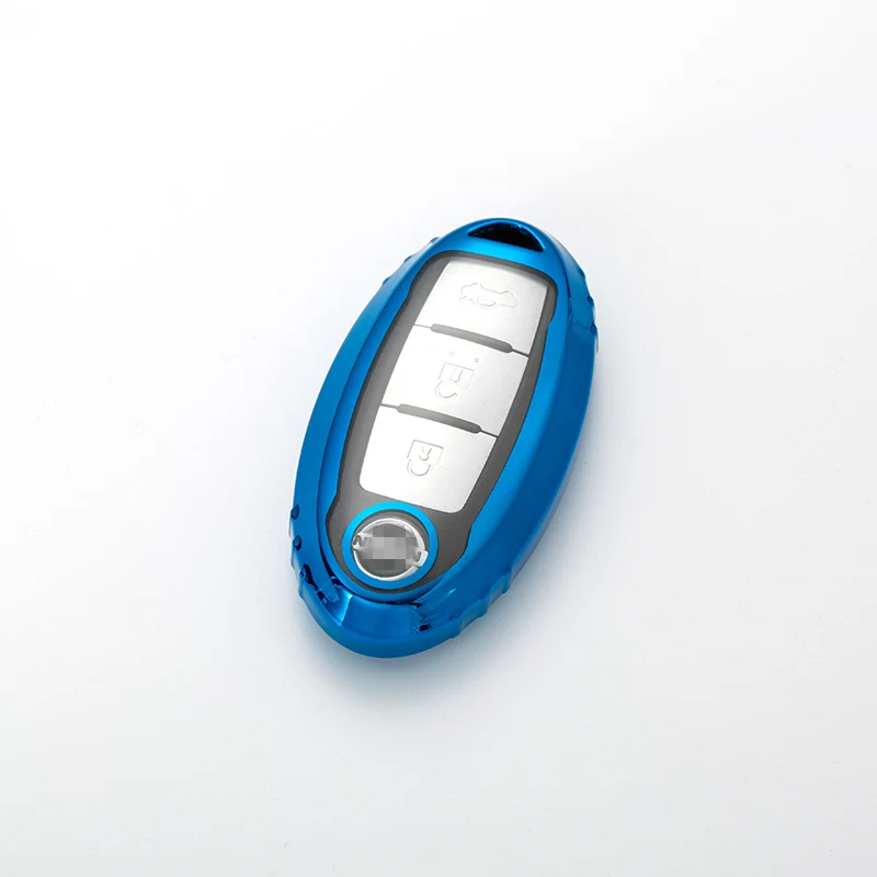 A-blue Все включено мягкий TPU чехол для ключей автомобиля для Nissan Tidda Livida X-Trail T31T32 Qashqai March Juke Pathfinder Note Брелок GTR - Название цвета: A-blue