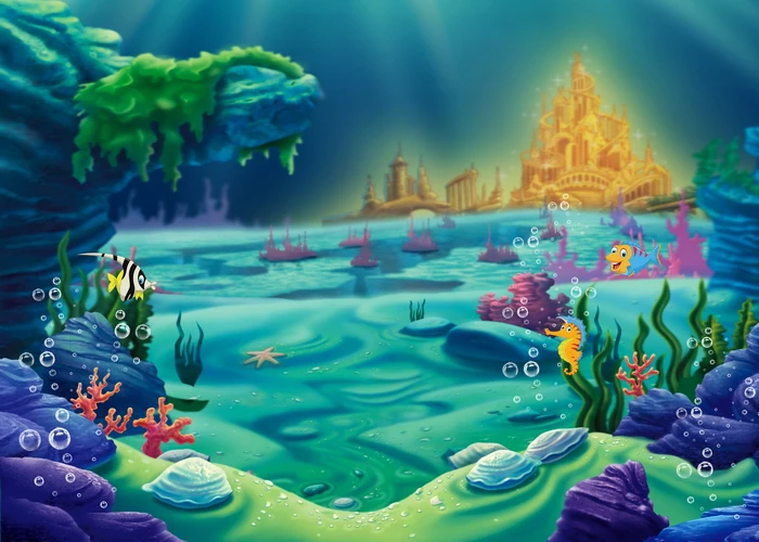 

Under The Sea Mermaid Backdrop Deep Blue Sea Castle Shell Photography Background Child Kids Mermaid Themed Birthday Party Decor