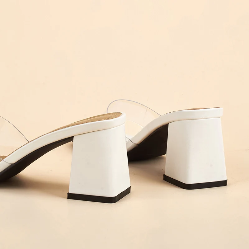 

Women Slippers Sandals Summer PVC Transparent Heels Casual Womens Sandals Outdoor Ladies Shoes And Slippers Square Heels