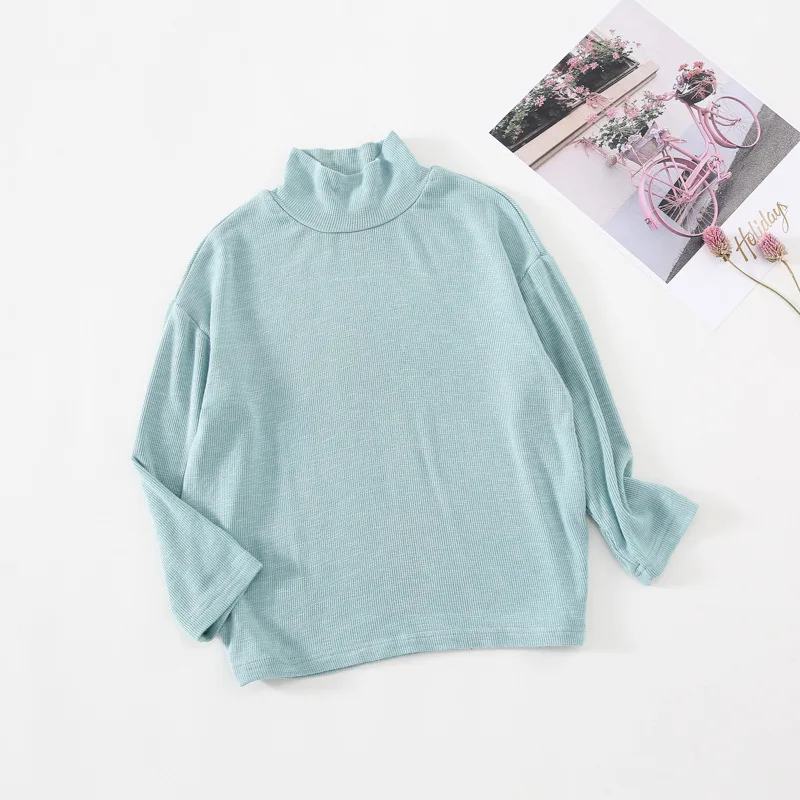 

Autumn New Arrival Korean style cotton pure color long sleeve high collar all-match bottoming t-shirt for fashion baby girls