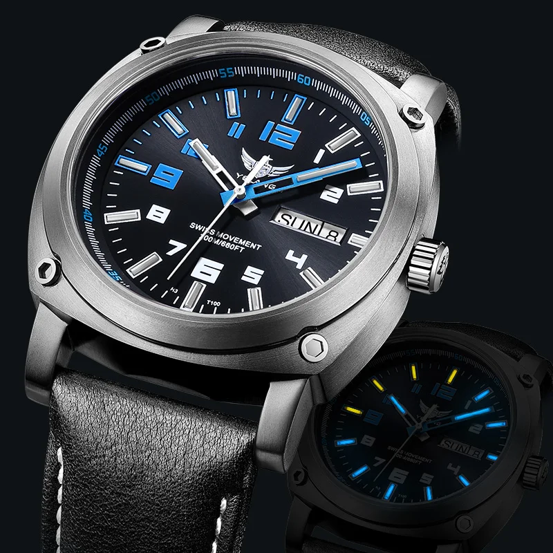 Титановые часы для мужчин мужские с Тритием Yelang спортивные автоматические