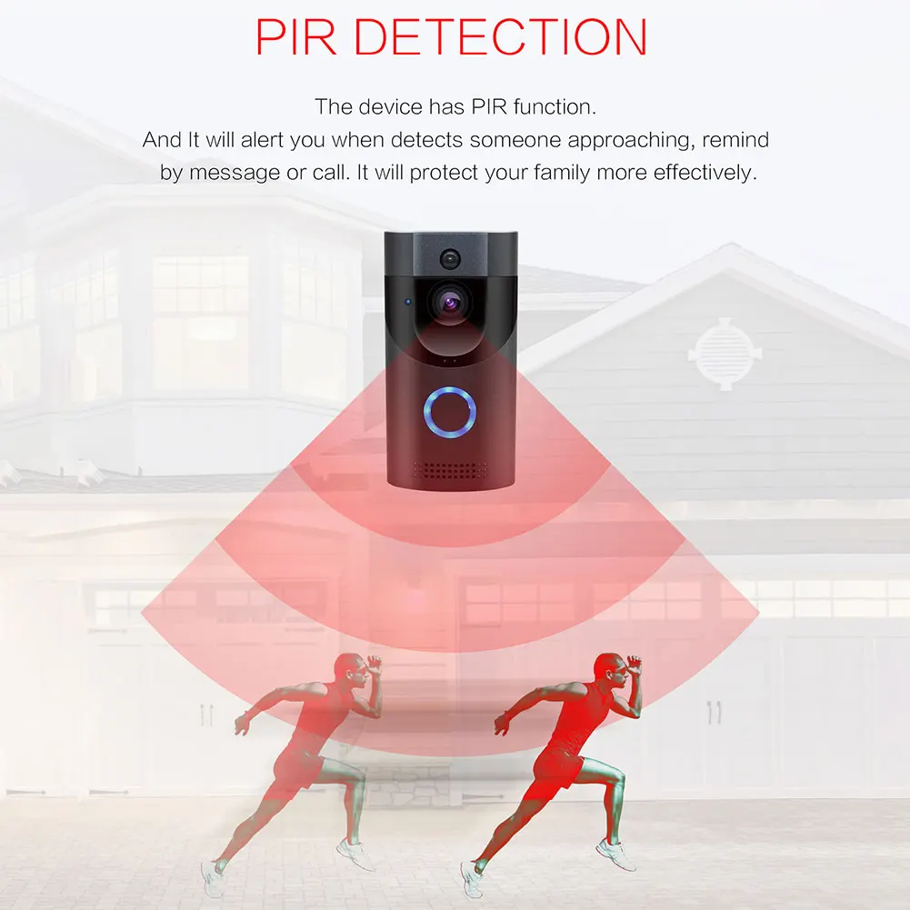 

PIR Motion Detection Night Vision Waterproof Wireless WiFi Two Way Talk Video Doorbell HD Infrared Visual Anti Theft Intercom