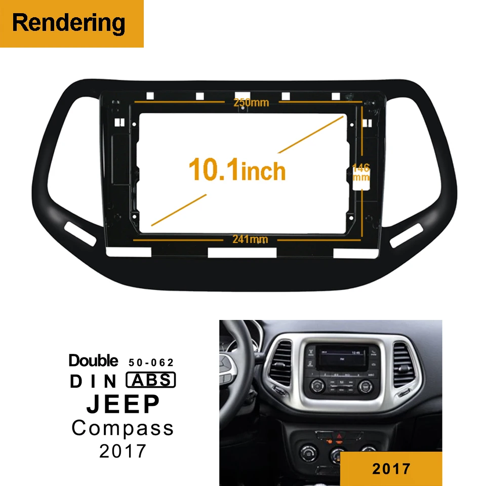 2/1DIN Car CD DVD Frame Audio Fitting Adaptor Dash Trim Facia Panel 10.1inch For JEEP COMPASS 2017 18 19 Double Din Radio Player |