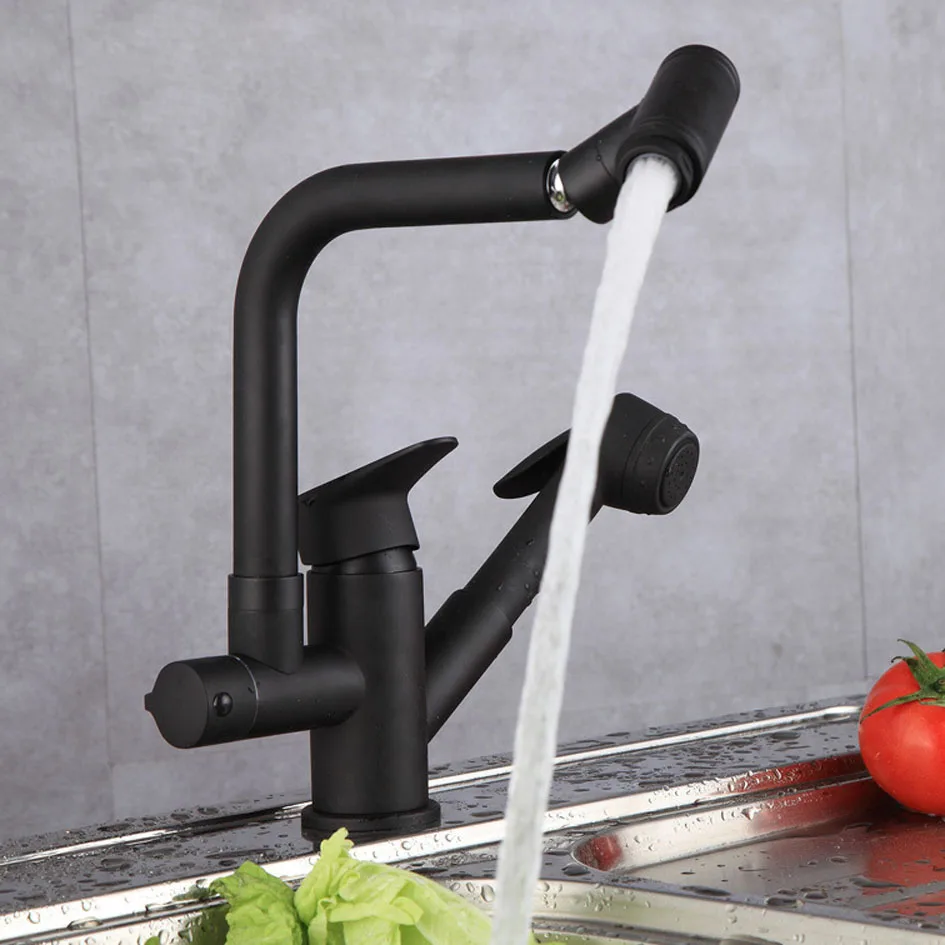 

Black Kitchen Faucets Single Handle Pull Out Kitchen Tap Single Hole Handle Swivel 360 Degree Water Mixer Tap Mixer Tap