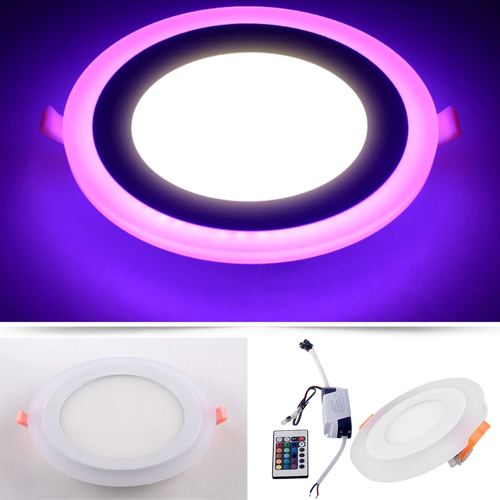 

New Round Square Dimmable RGB LED Panel Light + Remote Control 5w/9w/16w Recessed LED Ceiling Panel light AC100-265V With Driver
