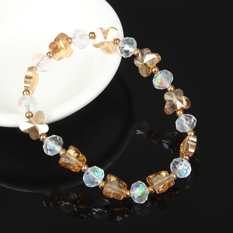 Модные трендовые Красочные AB бабочки хрустальные бисерные браслеты для женщин