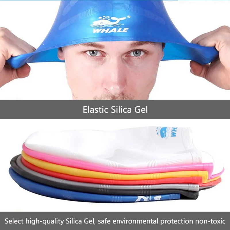 

Outdoor Sports Silica Gel Swimming Cap Ear Protector Men And Women Long Hair Waterproof Diving Pure Color Swimming Cap