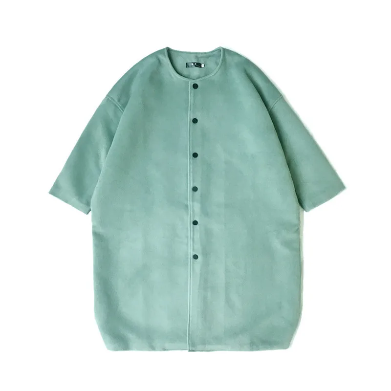 

2020 autumn new clothing round neck solid color thick long section coat male couple mens windbreaker Cotton Chinese Style Khaki