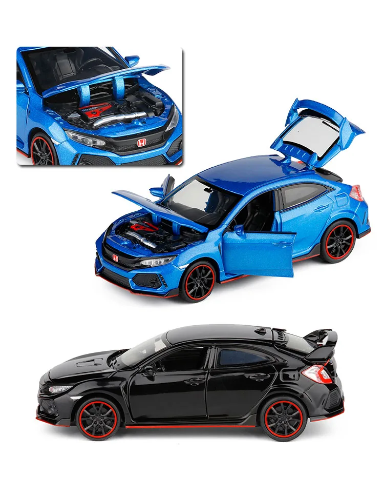 Новинка 1:32 HONDA CIVIC TYPE-R литые игрушечные машинки модель автомобиля со звуковым светом коллекционная машинка игрушки для детей подарок игрушки
