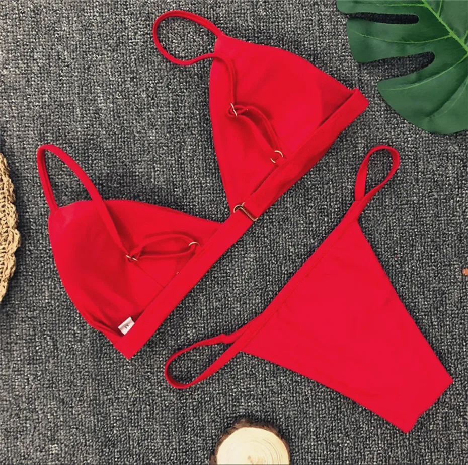 

KUKAKEY Red Bikini Set Women Bandage Swimwear Beachwear Swimming Suit 2020 Female Beach Swimsuit Push-up Bathing Suit