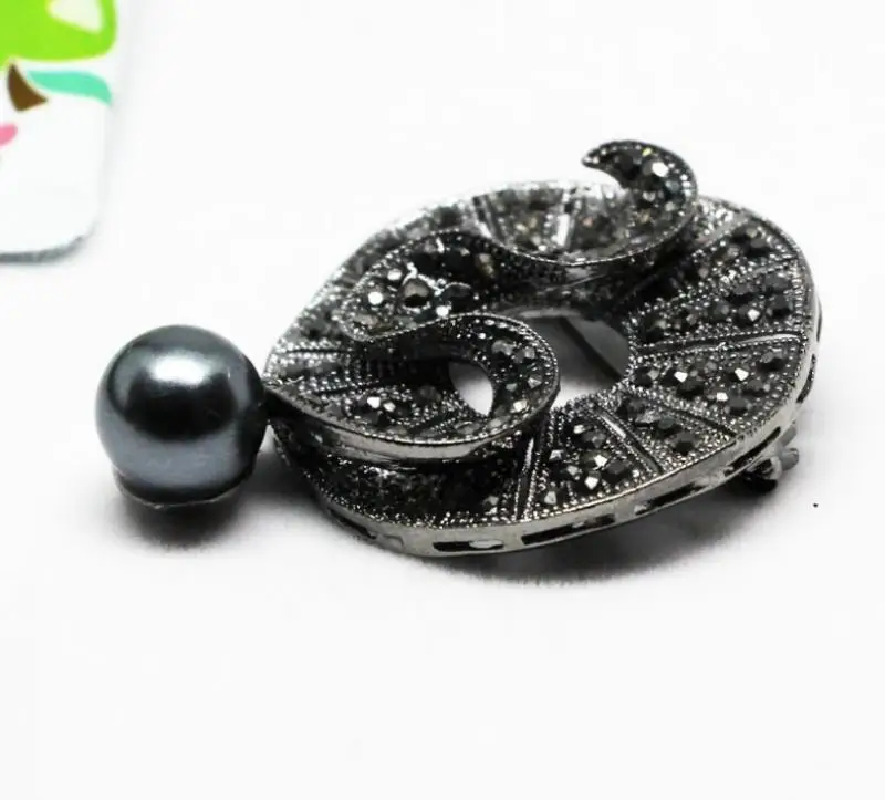 Черный цветок брошь на шпильке модные Винтаж броши и шпильки элегантная обувь