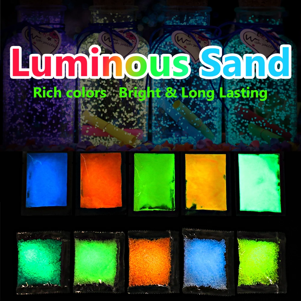 

10g Luminous Powder Dust Glow In The Dark Fluorescent Sand Coating Particles Super Bright Pigment Resin Wishing Starry Earths