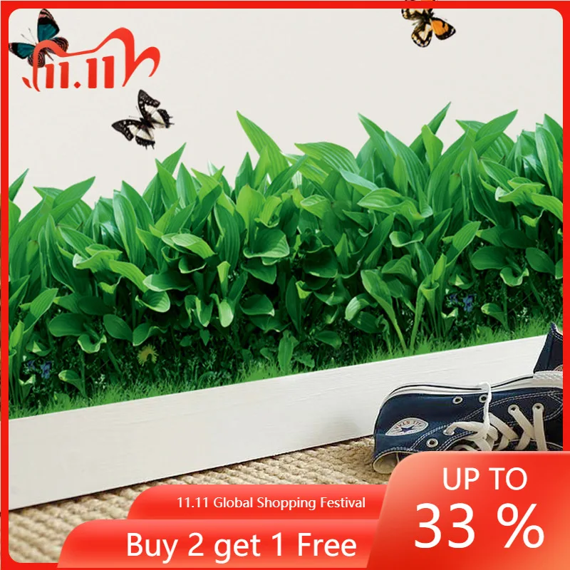 Пасторальный газон плинтус 3D наклейки на стену гостиной спальни Декор DIY