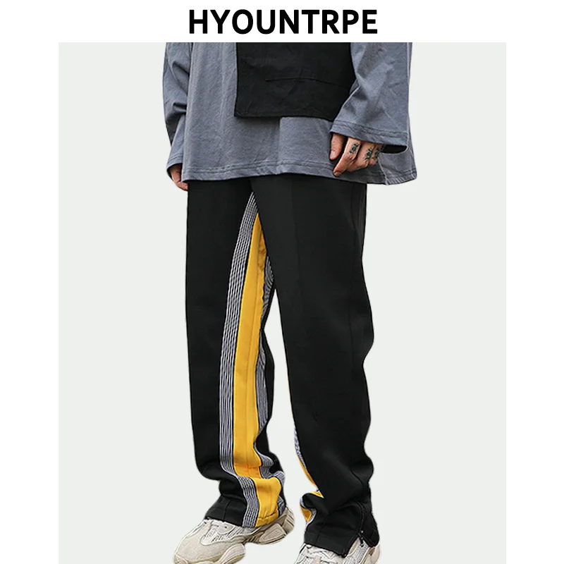 Брюки мужские прямые на молнии Модные свободные повседневные штаны с