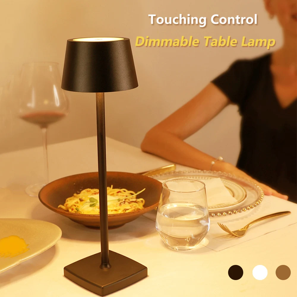 

USB Rechargeable Aluminium LED Desk Lamp Touching Dimmable Table Lamp Portable Reading Study Light for Bedroom KTV Bar Decor