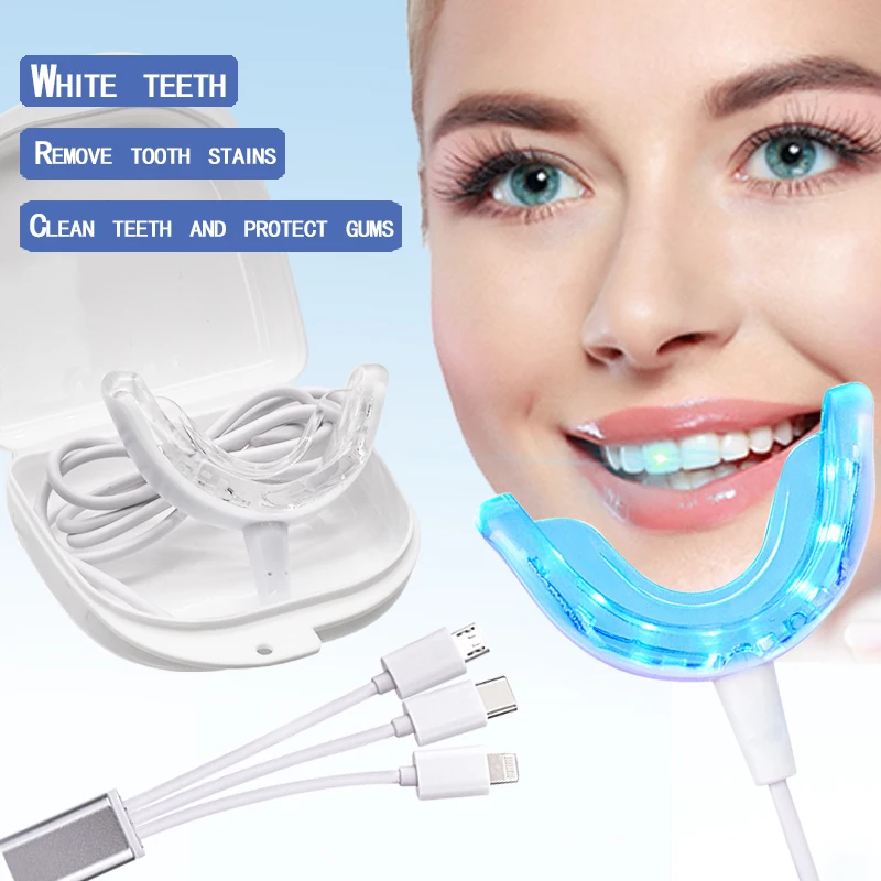 

3-in-1 Portable Tooth Whitening Device USB Charge 16 LEDs Blue Light Whitening Instrument Bleaching System Dental Care Tool