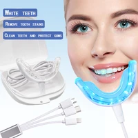 3 in 1 portable tooth whitening device usb charge 16 leds blue light whitening instrument bleaching system dental care tool