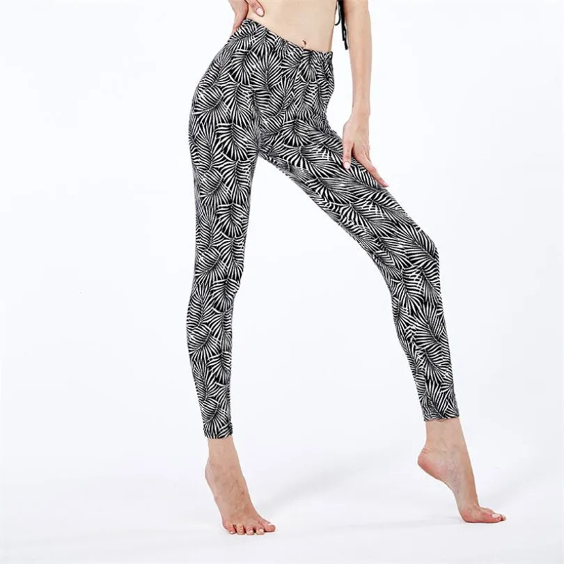 PD34 Banana leaf VISNXGI Модные женские леггинсы с принтом, женские леггинсы для тренировок, женские дышащие леггинсы-карандаш с высокой талией, новые летние леггинсы для тренировок с эффектом пуш-ап - Цвет: PD34 Banana leaf