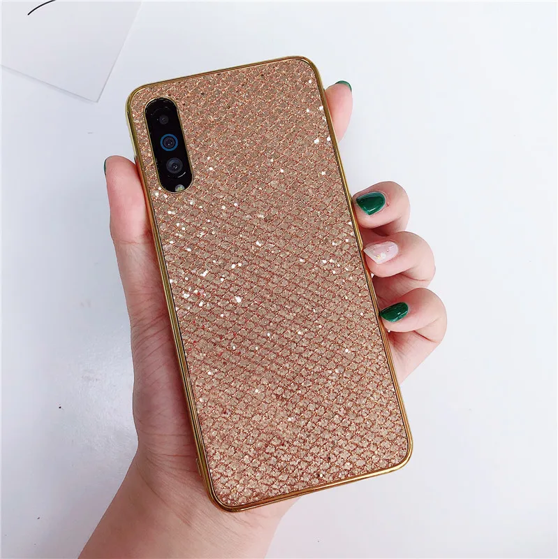 Gold Мягкий пластиковый чехол с блестками чехол для samsung Galaxy A30 A50 A70 S10E S10 S9 S8 плюс S7 край A3 A5 J3 J4 J5 J6 J7 A6 A8 плюс A7 крышка - Цвет: Gold