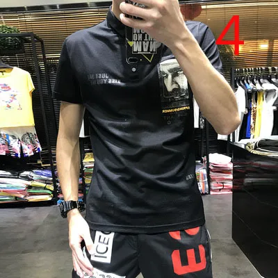 

Summer Tide brand round neck handsome shirt t-shirt Korean version of Slim fashion trend printing half sleeve