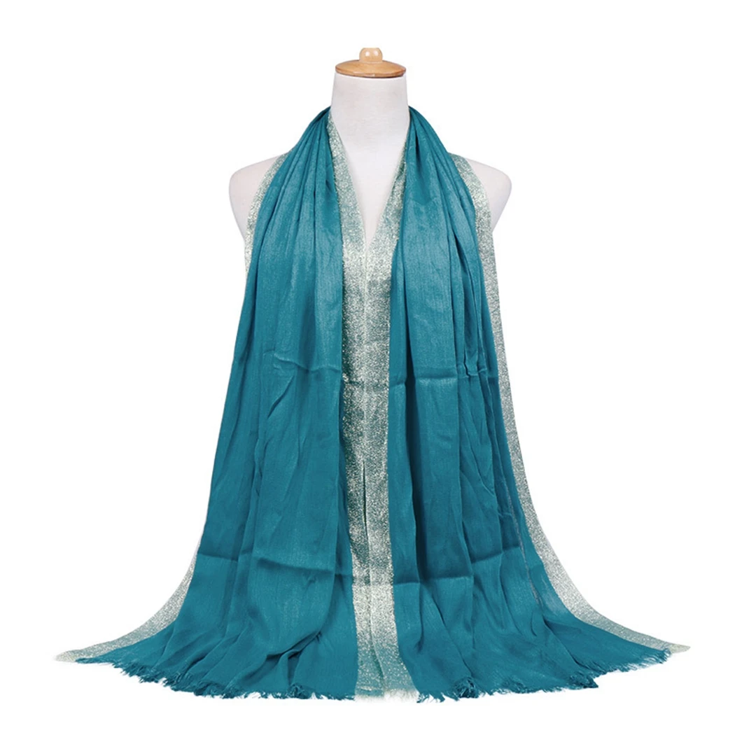 Модные золотые хлопковый шарф из ненатурального шелка мусульманский хиджаб