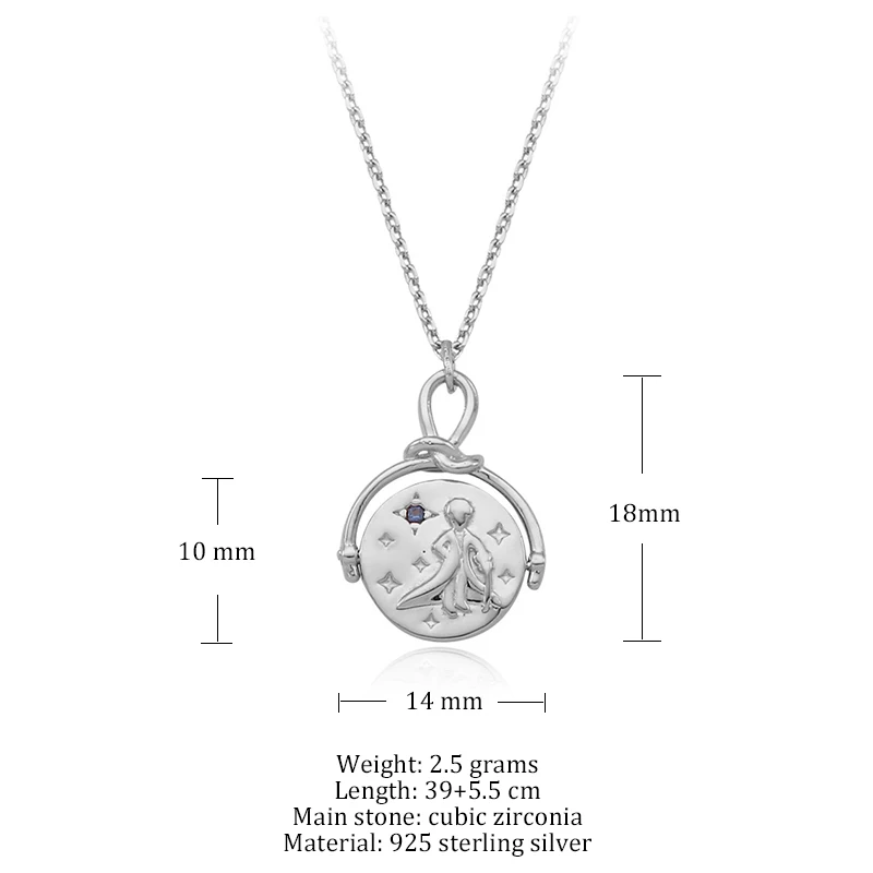 Silver Coin Herwish, Маленький принц, ожерелье с подвеской, 925 пробы, серебряное, блестящее, с рисунком циркония, розовое звено, цепочка, ожерелье, Женские Ювелирные изделия - Окраска металла: Silver Coin