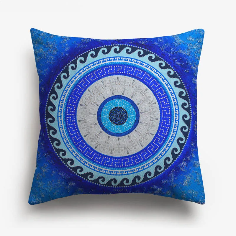 V Hamsa Hand Evil Eye Чехлы для подушек масляная живопись Ислам Арабский Хамса рука Фатимы Mosque льняные наволочки - Цвет: V