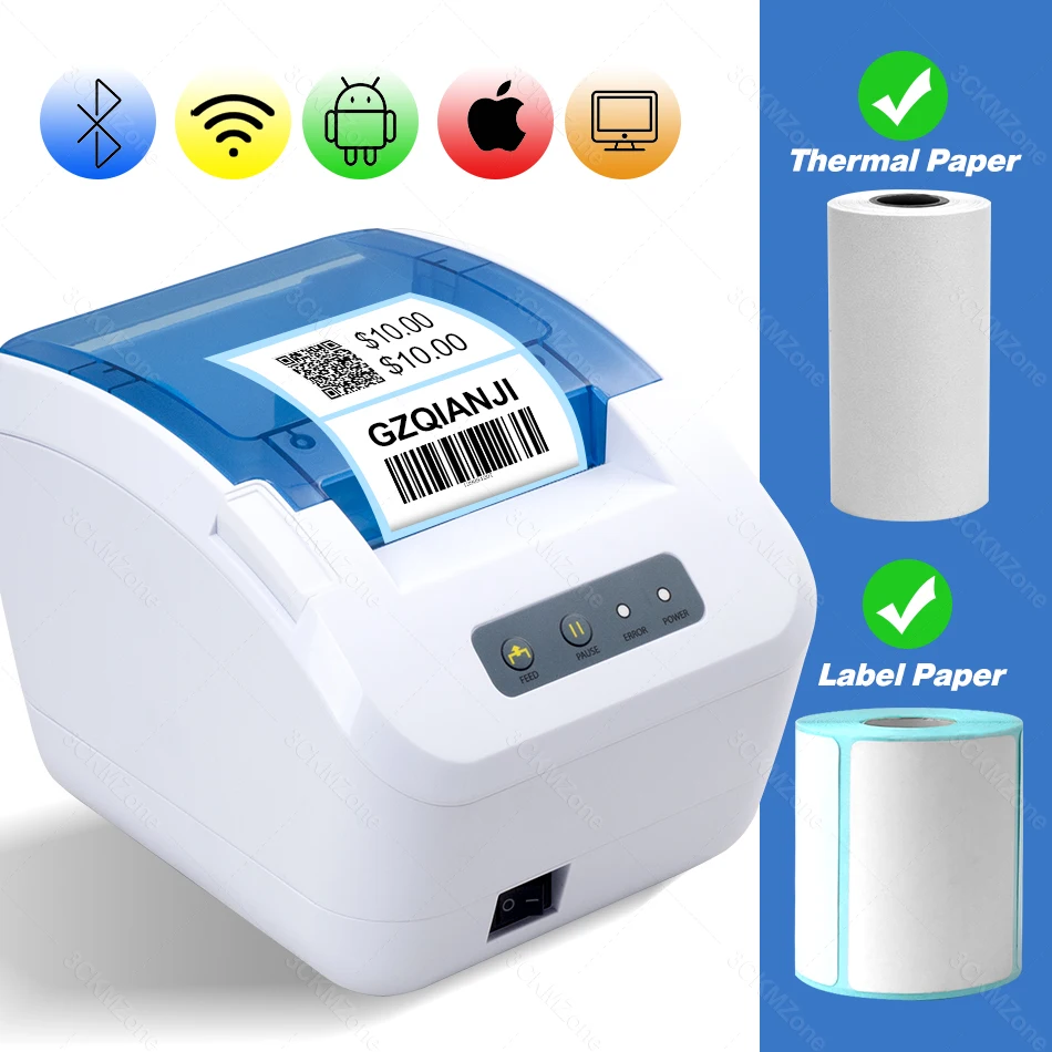 

80mm POS Thermal Receipt Bluetooth Wifi Printer POS Bill printer with USB Lan Port 2 inch 1 Label Printer