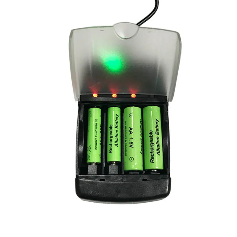 4 слота смарт зарядное устройство щелочной Батарея Зарядное с Светодиодный