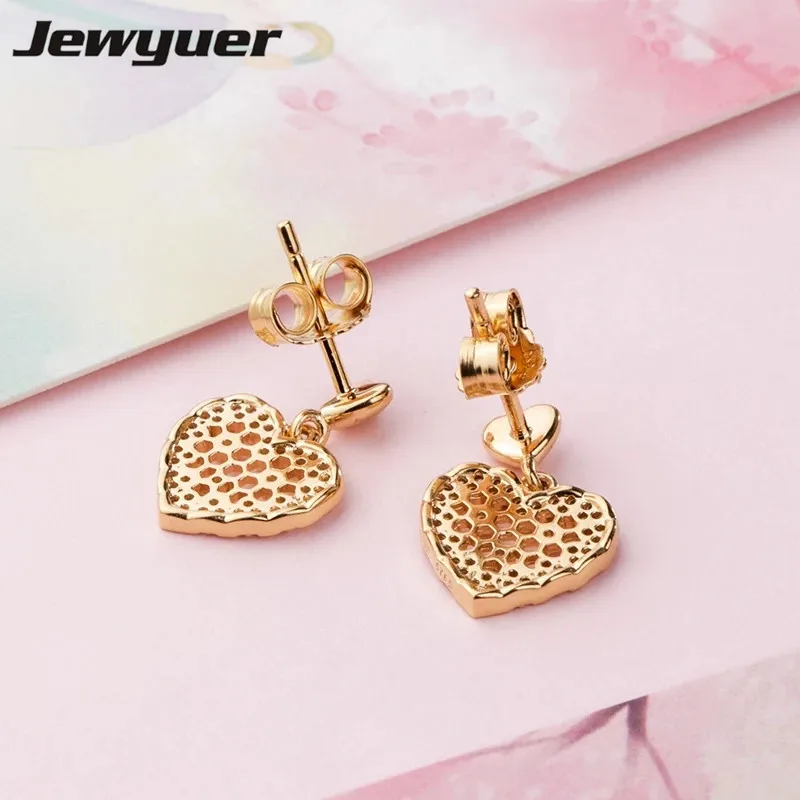 

Memnon 2018 Spring Honeycomb Lace hearts Stud Earrings for women 925 sterling silver earring silver brinco fine jewelry ER0107
