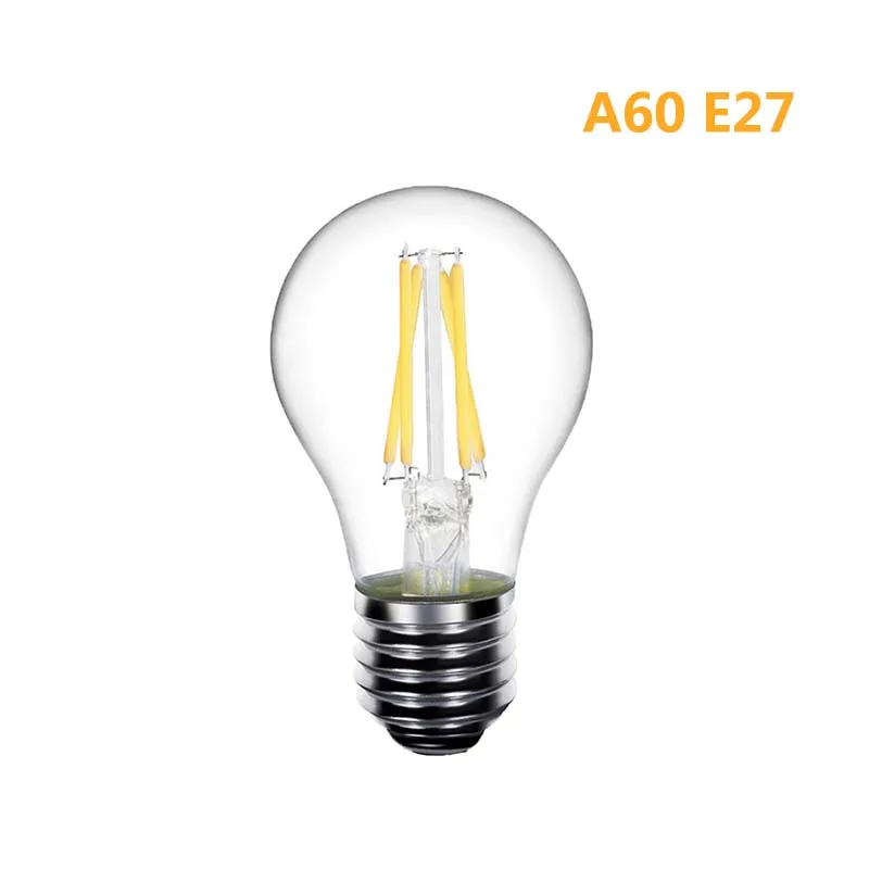 A60 E27 Светодиодный светильник в ретро-стиле с диодными свечами E14 C35 C35L Globe E27 G45, энергосберегающий светильник накаливания, декоративный светильник для гостиной - Испускаемый цвет: A60 E27