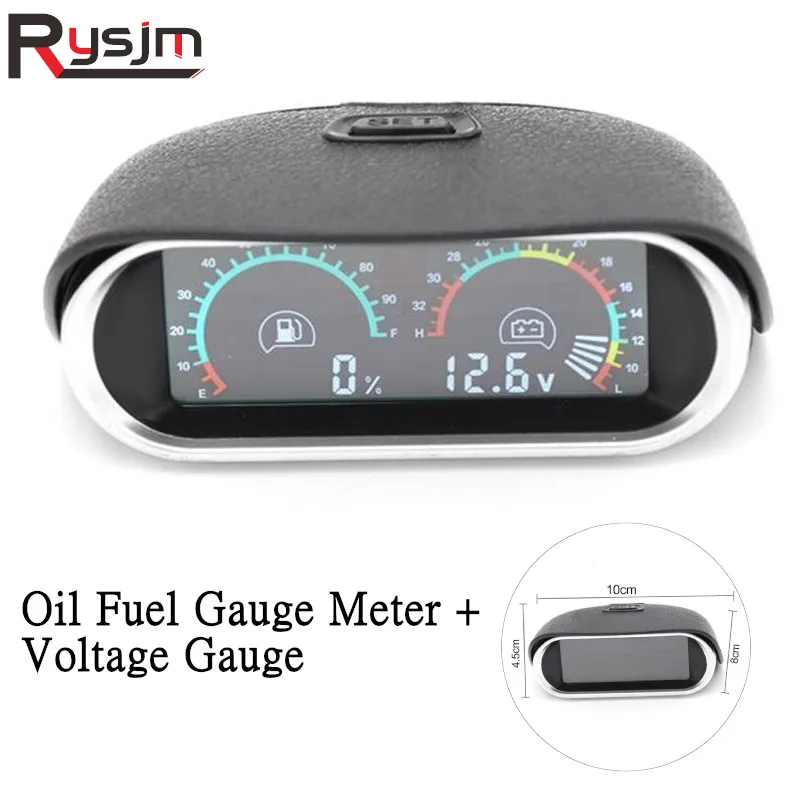 

12V/24V 2 in 1 LCD Digital Car Truck volt meter + Oil Fuel Gauge Universal Voltmeter Voltage Oil Fuel Gauge meters