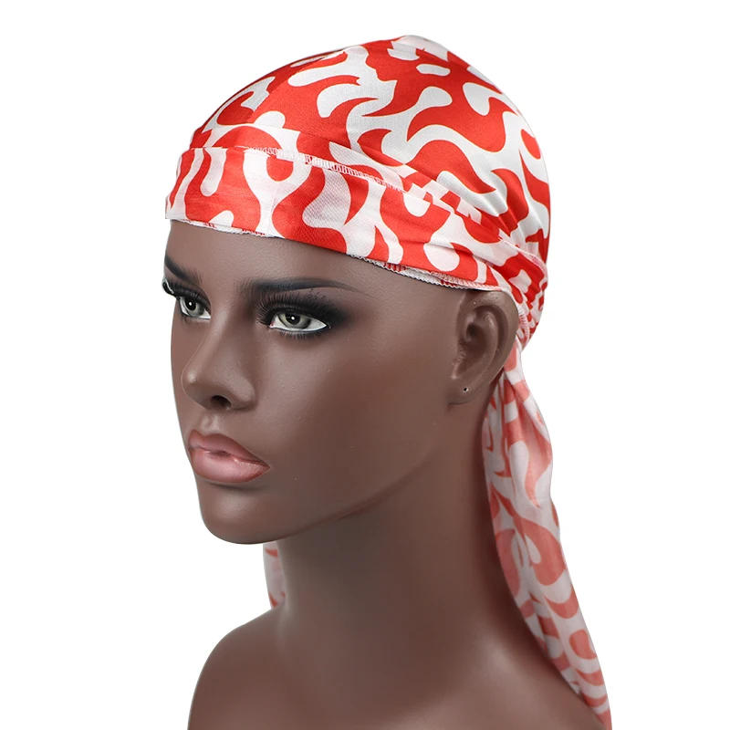 Бандана с принтом Fire Silky Durag шляпа тюрбан| |