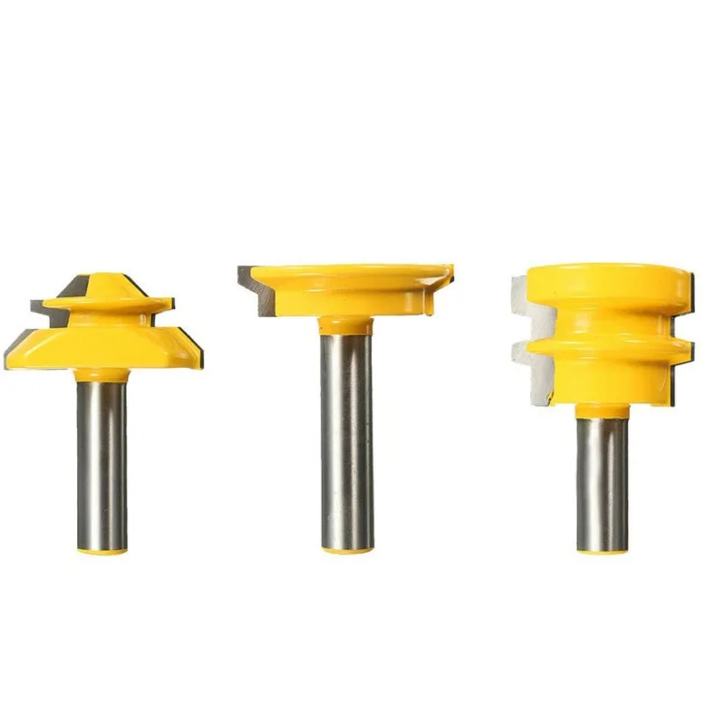 

3Pcs/Set 45 Degree Router Bit Tool Kit 1/2 Inch Shank For Woodworking For Particle Board, Plywood, Panels, Softwood, Hardwood