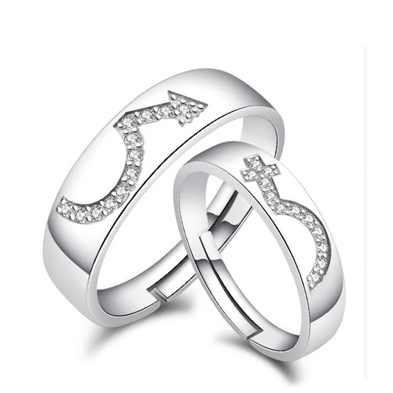 1 пара Корона кристалл Пара Кольца для мужчин и женщин свадебные Серебристые