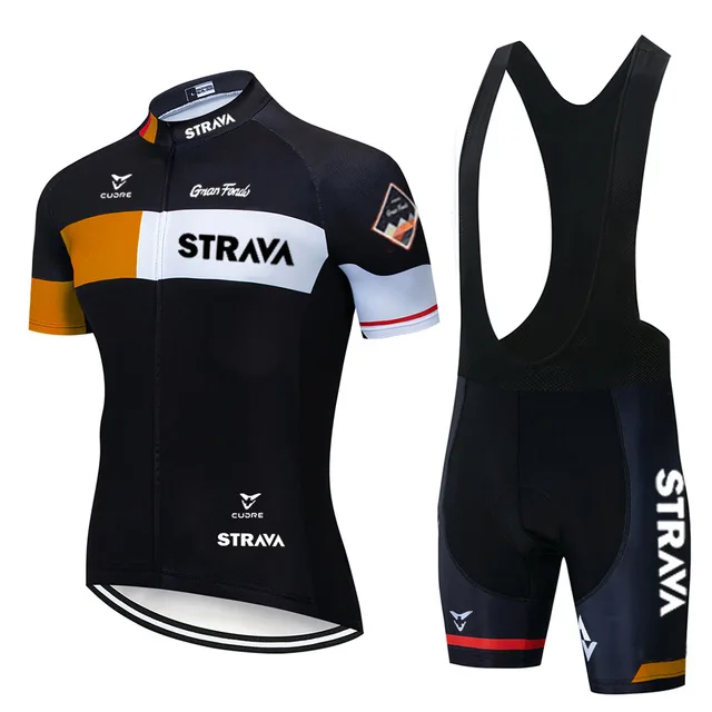 

New Summer Pro Team STRAVA Ropa Ciclismo Men Mountain Sports Riding Bike Clothes Short Sleeve Cycling Suit