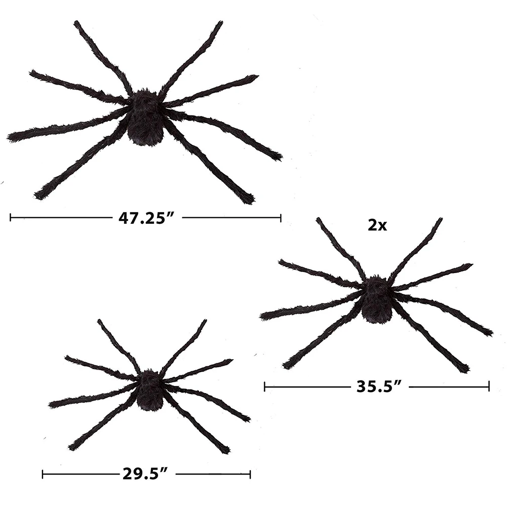 4 шт. паук на Хэллоуин черный пушистый реалистичный украшение для дома с