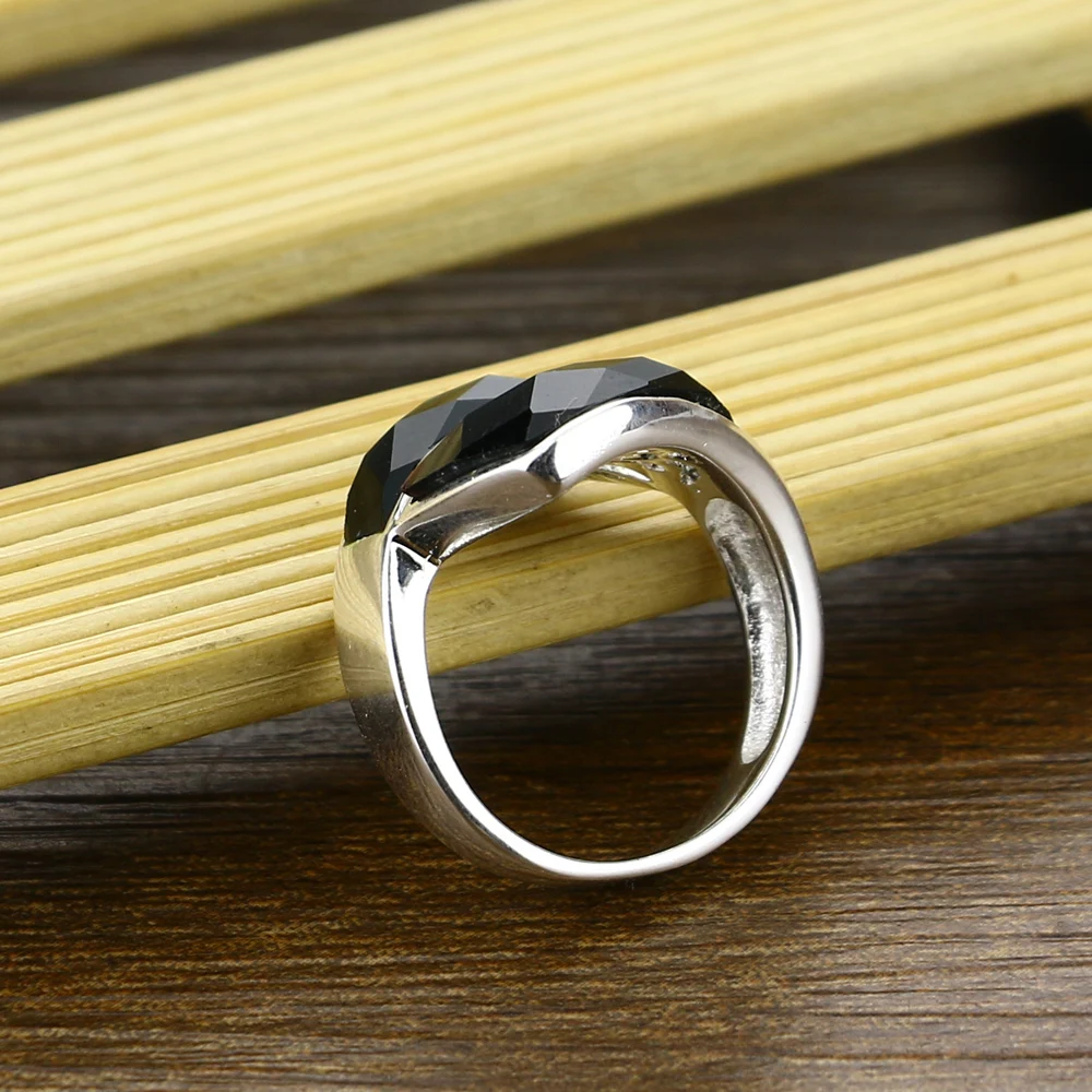 Модное широкое серебряное кольцо искусственное для женщин серебряные ювелирные