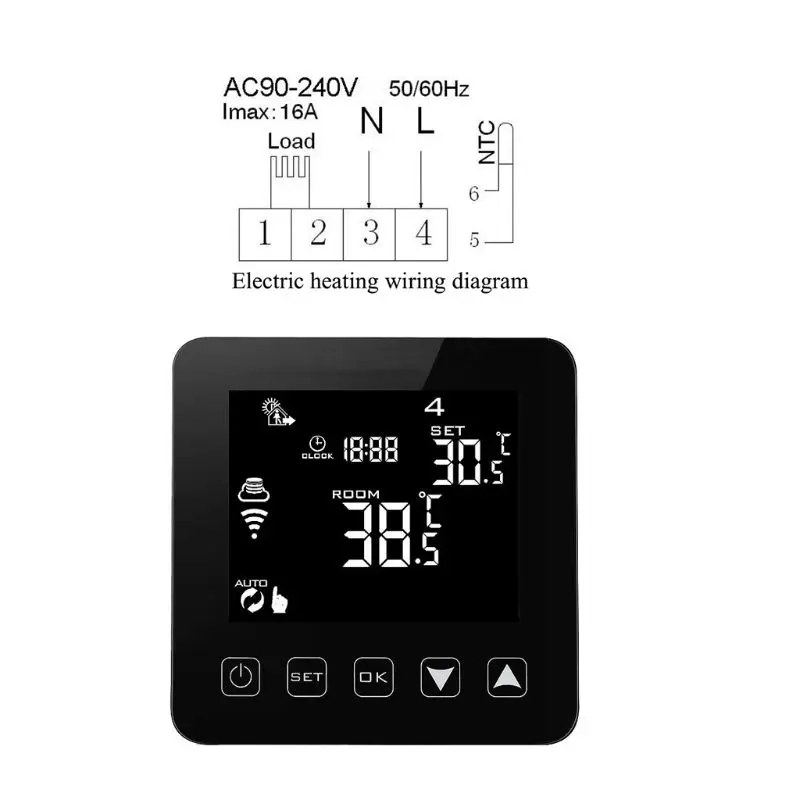 WiFi Programmable Thermostat Echo Alexa Voice Control Electric Floor Heating Room Temperature 16A 100-240V | Обустройство дома