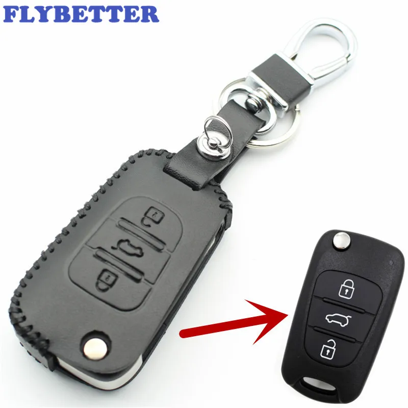 Флип-чехол FLYBETTER из натуральной кожи с 3 кнопками для Hyundai I30/IX35/Accent/I20/Sonata/Verna Kia