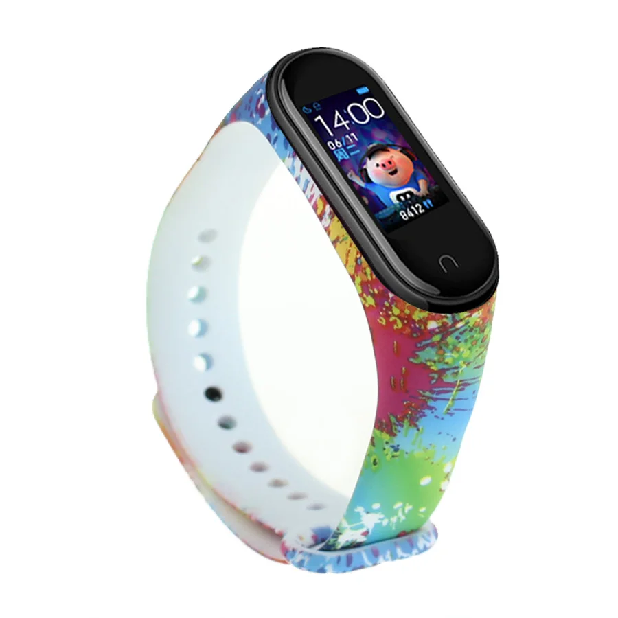 Ремешок силиконовый сменный с принтом для смарт-браслета xiaomi mi band 4 3 | Электроника