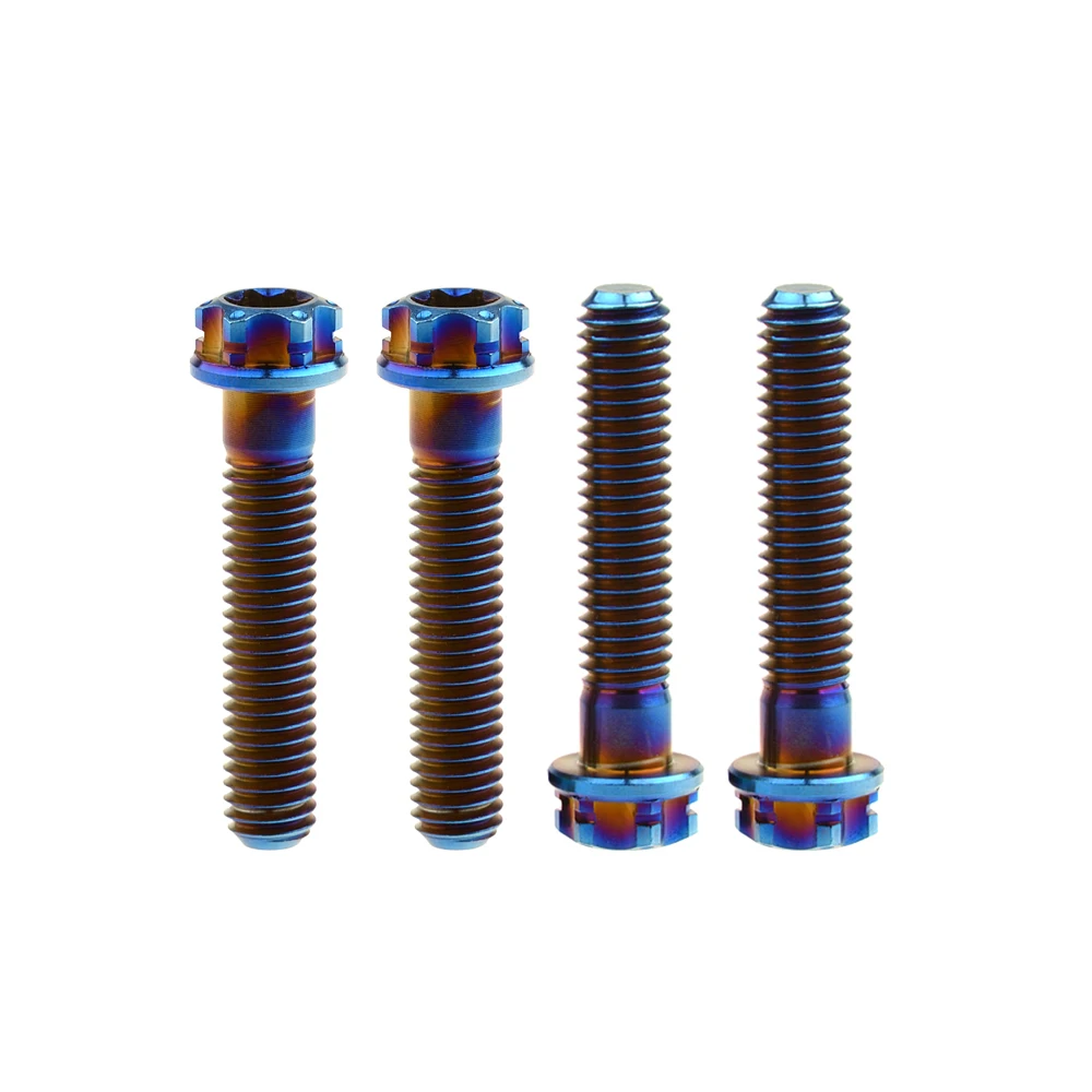 

Xingxi 4Pcs Titanium M6x30mm Inside And Outside Plum Type Flange Head Bolts Screws for Bicycle Motorcycle Accessories Fasteners