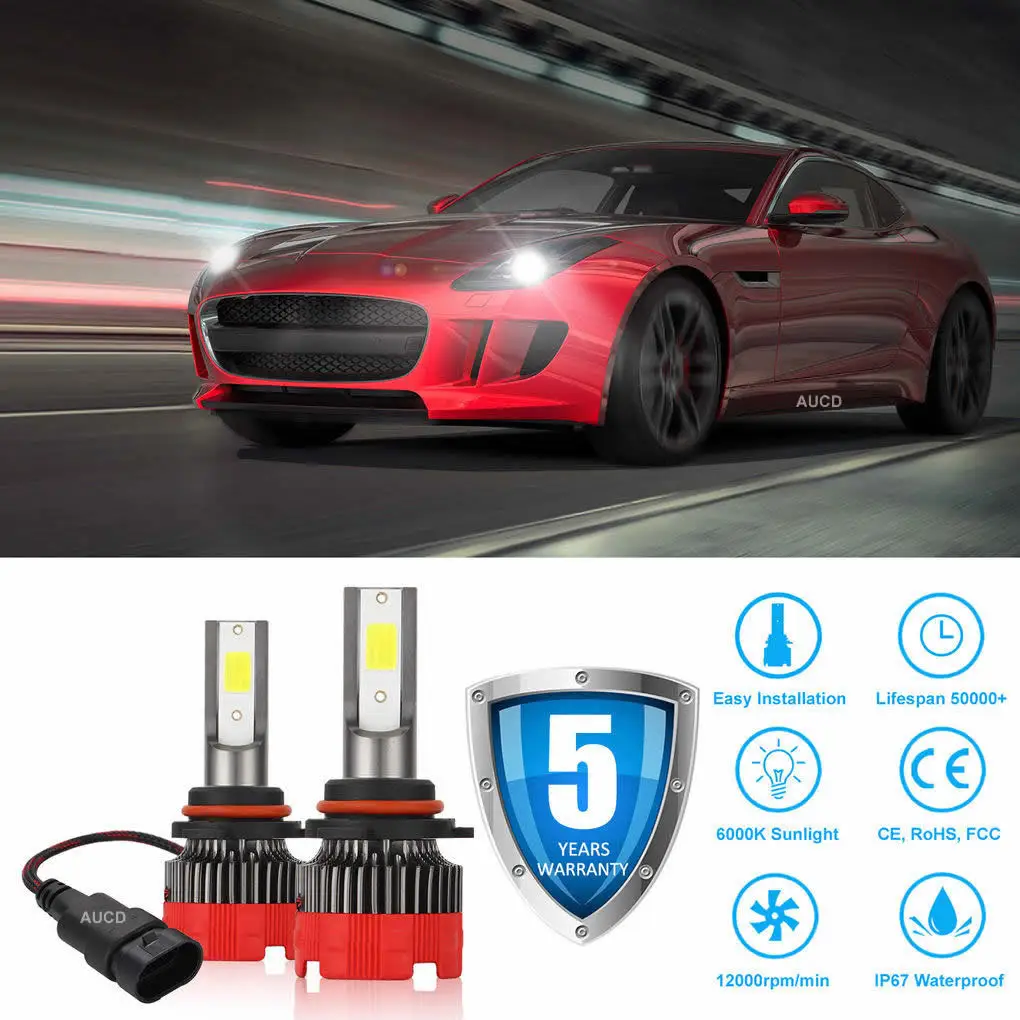 

60W/Pair HB3 H10 HB3 9145 9005 LED Car Headlight Bulb High Low Beam Fog Head Lamp Lights For Cars SUV Motorcycle 6000K 8000LM