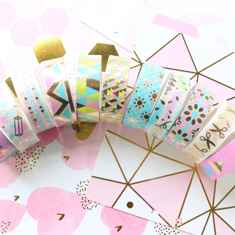 Креативная Золотая фольга Domikee декоративная Васи-лента в рулонах для дневника