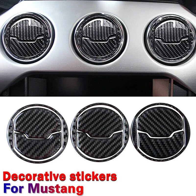 1set Auto Carbon Fiber Interior Air Vent Outlet Trim Cover For Ford Mustang 2015-2020 Car Accessories Interior Styling Decor