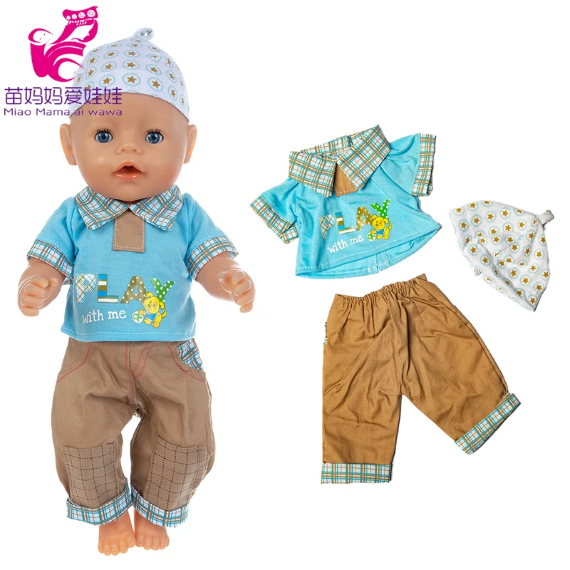 45 см Reborn Baby Doll комплект одежды рубашка в полоску комбинезон шапка 18 дюймов
